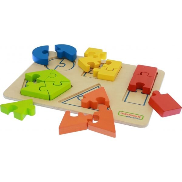 Drewniane Puzzle Dla Dzieci Nauka Kształtów Figury Geometryczne Masterkidz-9