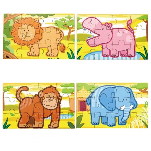 Drewniane Puzzle Safari Zwierzęta Viga Toys Układanka 4 Obrazki-3