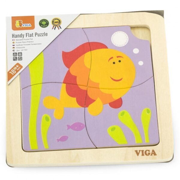 VIGA Poręczne Drewniane Puzzle Rybka-3