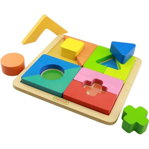 Drewniane Puzzle Geometryczne 12 Elementów Masterkidz-4