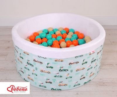 Ball-pit minky ar bumbiņām - piparmētru truši - Image 4