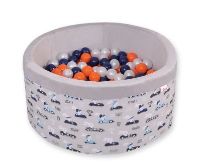 Ball-bed minky ar bumbiņām - pelēki truši