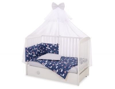 Gultas komplekts 5gb ar moskītu tīklu - Swans tumši zils