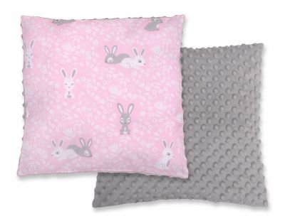 Divpusējs spilvens - rozā zaķi