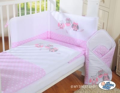 Gultas veļas komplekts 2gab- Owls Bigi Zibi & Adele rozā