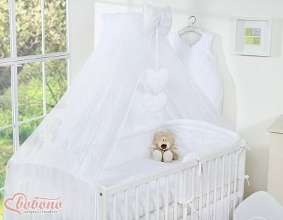 Moskītu tīkls no šifona- Piekārtas sirdis baltas