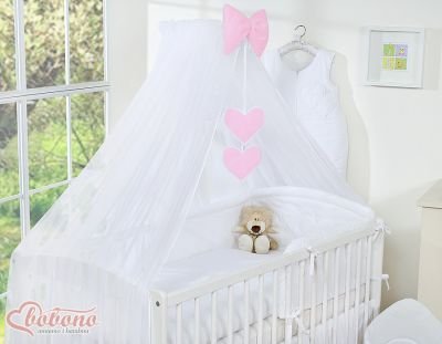 Moskītu tīkls no šifona- Piekārtas sirdis baltas