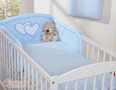 Gultas veļas komplekts 3 gab. Piekārtas sirdis zilas