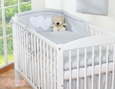 Gultasveļas komplekts 3gab- Piekārtas sirsniņas pelēkā krāsā