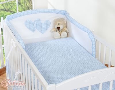 Gultasveļas komplekts 2gab- Piekarināmas sirsniņas zili rūtainas