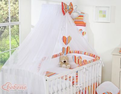 Moskītu tīkls izgatavots no šifona- Piekārta sirds oranža svītra