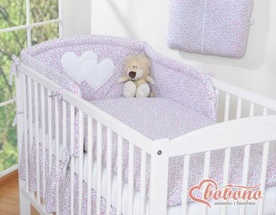 Gultas veļas komplekts 2 gab. Nokarājušās mazo rozā ziedu sirsniņas