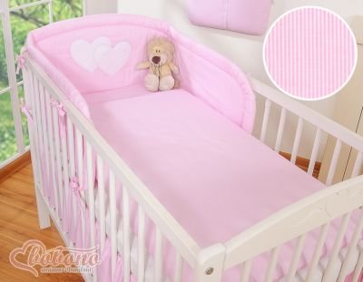 Gultasveļas komplekts 2gab- Hanging Hearts rozā lentes