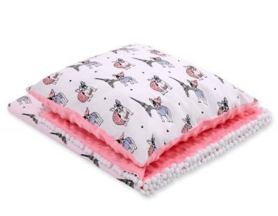 Aprīkojums: Divpusēja sega Minky + spilvens - mazi kucēni