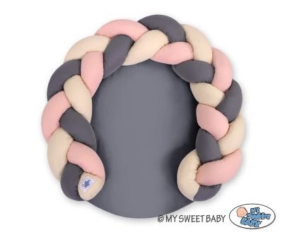 Bērnu virtuļu spilvens / rotaļu paklājiņš 2 in 1 - smilšu-pastels rozā-antracīts - Image 2