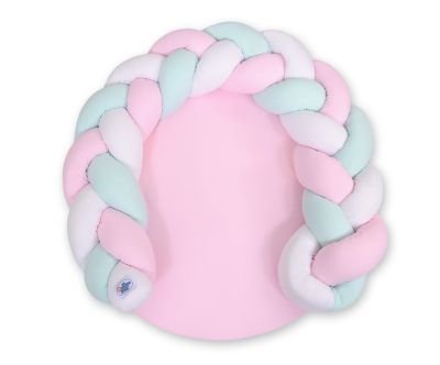 Bērnu virtuļu spilvens / rotaļu paklājiņš 2 vienā - balti rozā-piparmētru