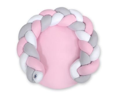 Baby Donut Pillow / Play Mat 2 in 1 - balts-rozā-pelēks