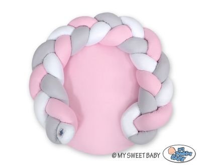 Baby Donut Pillow / Play Mat 2 in 1 - balts-rozā-pelēks - Image 2