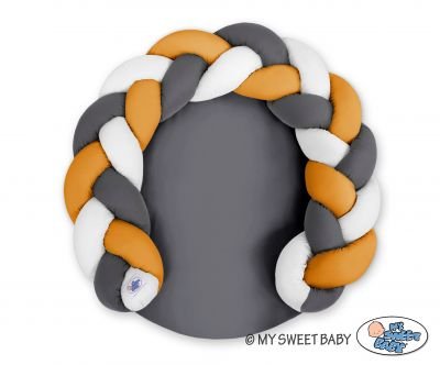Baby Donut Pillow / Play Mat 2 in 1 - White Honey Yellow-Anthracite - Image 2