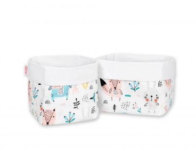 Komplektā 2 glabāšanas grozi - zili rotaļu lācīši