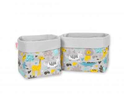 Komplektā 2 glabāšanas grozi - pelēki piparmētru dzīvnieki