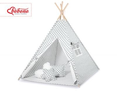 Teepee telts + dekoratīvās spalvas - pelēkas ar baltiem punktiem - Image 2