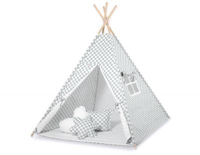 Teepee telts + dekoratīvās spalvas - pelēkas ar baltiem punktiem - Image 3