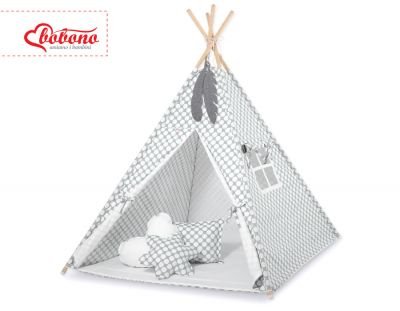 Teepee telts + dekoratīvās spalvas - pelēkas ar baltiem punktiem - Image 6