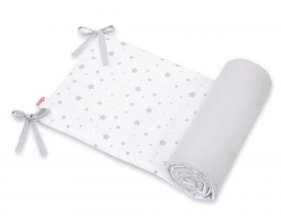 Universāls divpusējs bamperis gultai - mini pelēka zvaigzne / pelēka