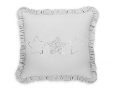 Dekoratīvs spilvens ar aplikāciju - pelēks