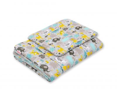 Gultas komplekts 2gab 75x100cm NEWBORN- pelēki mētāti dzīvnieki