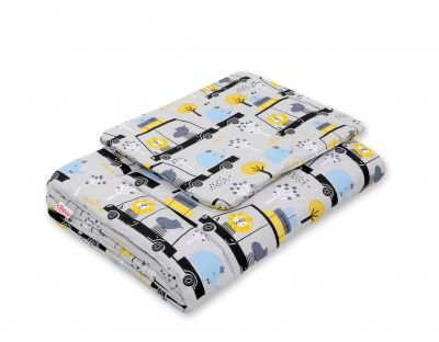 Gultas komplekts 2gab 75x100cm NEWBORN - dzīvnieki mašīnās pelēkā krāsā