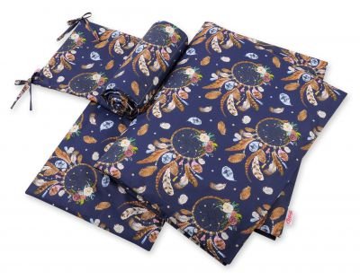 Divpusējs gultas veļas komplekts 3gab - sapņu slazdi tumši zili