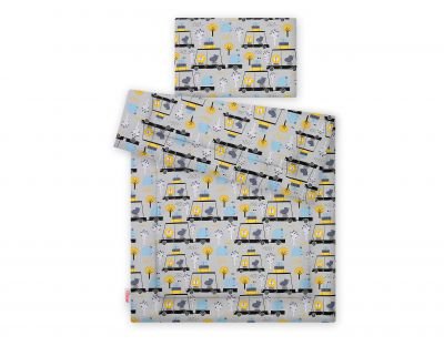 Gultas komplekts 2gb ar pildījumu - dzīvnieki mašīnās ir pelēki