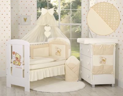 Gultasveļas komplekts 5gb ar moskītu tīklu - Lācītis ar tauriņu krēmu