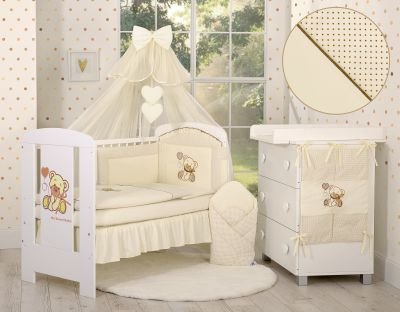 Gultasveļas komplekts 5gb ar moskītu tīklu - Lācītis ar banti brūnu