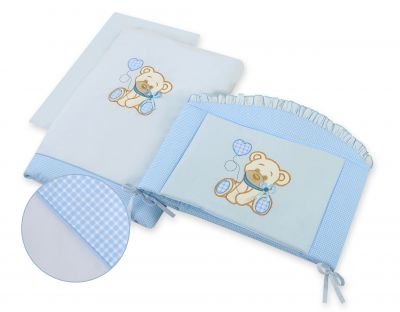 Gultasveļas komplekts 3 gab - Lācītis ar bantīti zilā krāsā