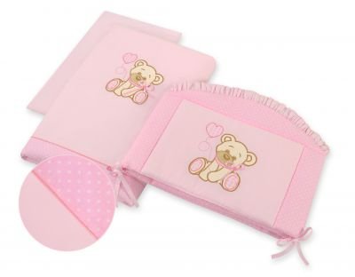 Gultasveļas komplekts 3 gab - Lācītis ar rozā bantīti