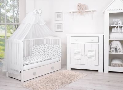 Gultas komplekts 5gb ar moskītu tīklu - mākoņu pelēks