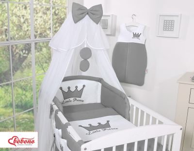 Gultas veļas komplekts 5gab ar moskītu tīklu - Little Prince / Princess Antracite - Image 2
