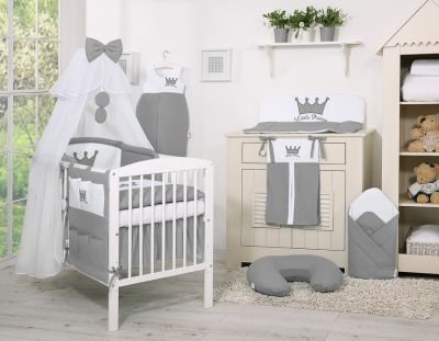 Gultas veļas komplekts 5gab ar moskītu tīklu - Little Prince / Princess Antracite - Image 3