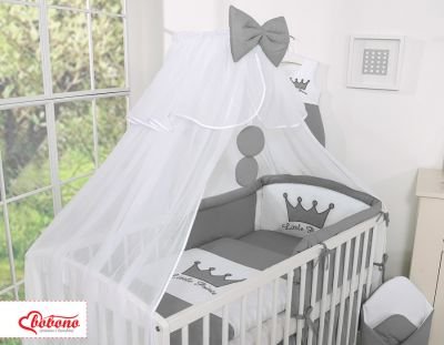 Gultas veļas komplekts 5gab ar moskītu tīklu - Little Prince / Princess Antracite - Image 6