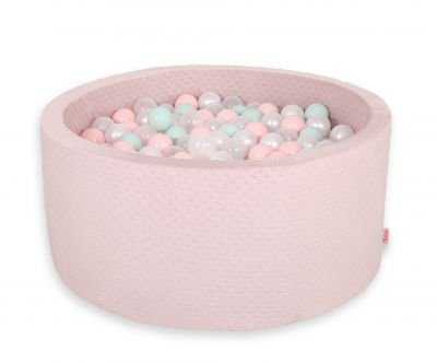 Ball-pit minky ar bumbiņām 200gab- sārtums